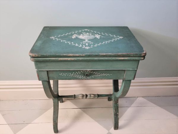 ANTIQUE FRENCH PAINTED WORK TABLE