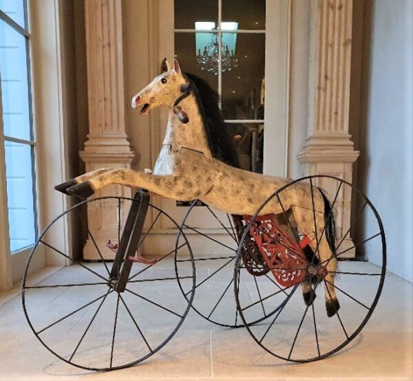 antique French toy horse tricycle